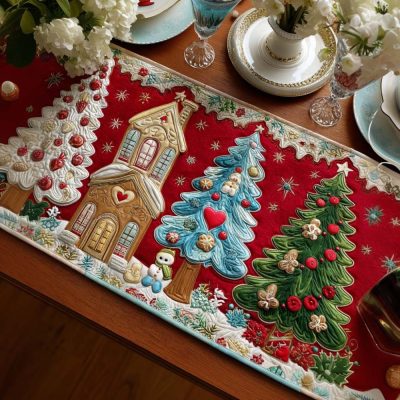 Festive Trees Quilted Table Runner