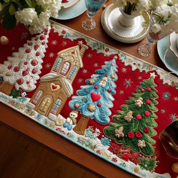 Festive Trees Quilted Table Runner