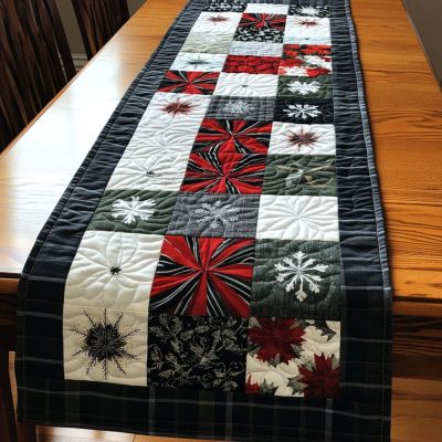 Festive Winter Wonderland Quilted Table Runner