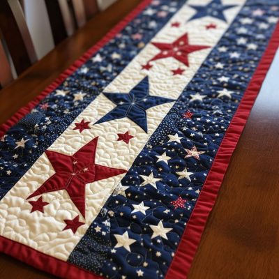 Firecracker Stars Quilted Table Runner