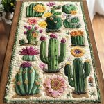 Floral Cactus Quilted Table Runner