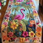Floral Flamingo Fantasy Quilted Table Runner