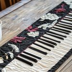 Floral Keys Piano Quilted Table Runner