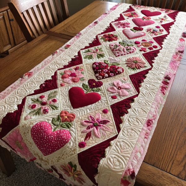 Floral Love Quilted Table Runner