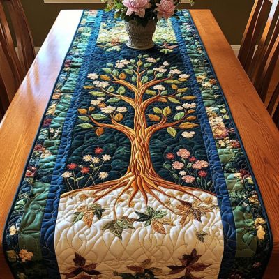 Forest Of Blooms Quilted Table Runner