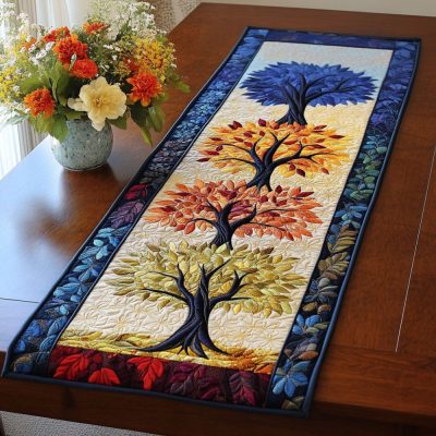 Four Seasons Tree Quilted Table Runner