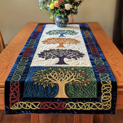 Four Seasons Tree Quilted Table Runner
