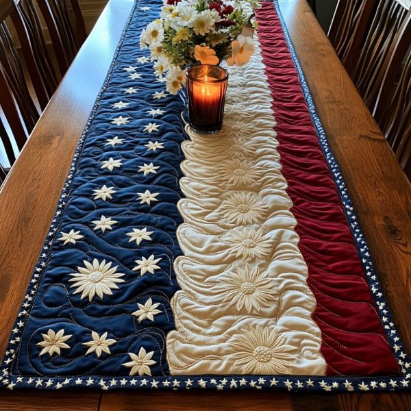Freedom Bloom Quilted Table Runner