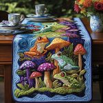 Frogs And Fungi Delight Quilted Table Runner