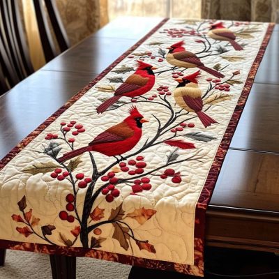 Frostberry Perch Quilted Table Runner