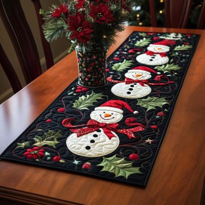 Frosty Friend Quilted Table Runner