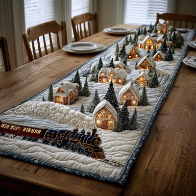 Frosty Rail Quilted Table Runner