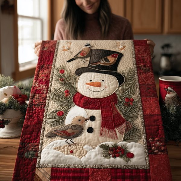 Frosty Woodland Friends Quilted Table Runner