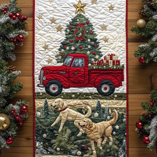 Furry Friends Christmas Trail Quilted Table Runner
