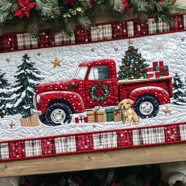 Furry Holiday Joyride Quilted Table Runner