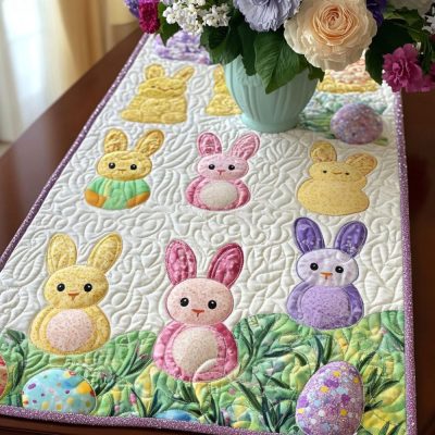 Garden Peeps Fun Quilted Table Runner