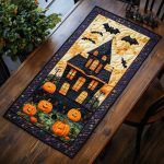 Ghostly House Halloween Quilted Table Runner