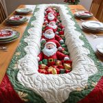 Gift Hole Santa Quilted Table Runner