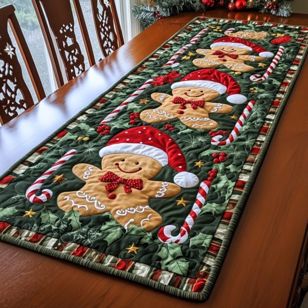 Gingerbread Whimsy Quilted Table Runner