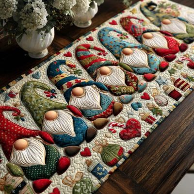 Gnome Parade Quilted Table Runner