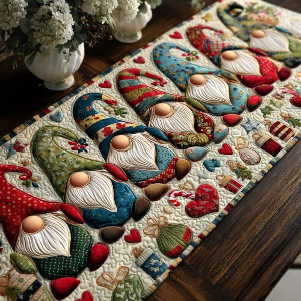 Gnome Parade Quilted Table Runner