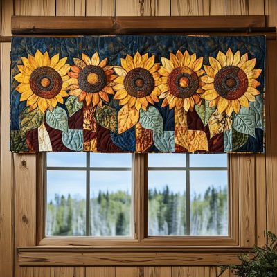 Golden Bloom Quilted Valance