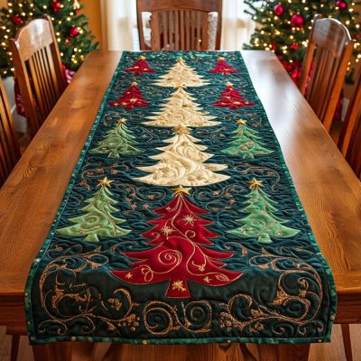 Golden Evergreen Quilted Table Runner