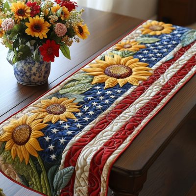 Golden Field Flag Quilted Table Runner
