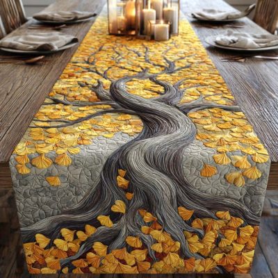 Golden Ginkgo Quilted Table Runner