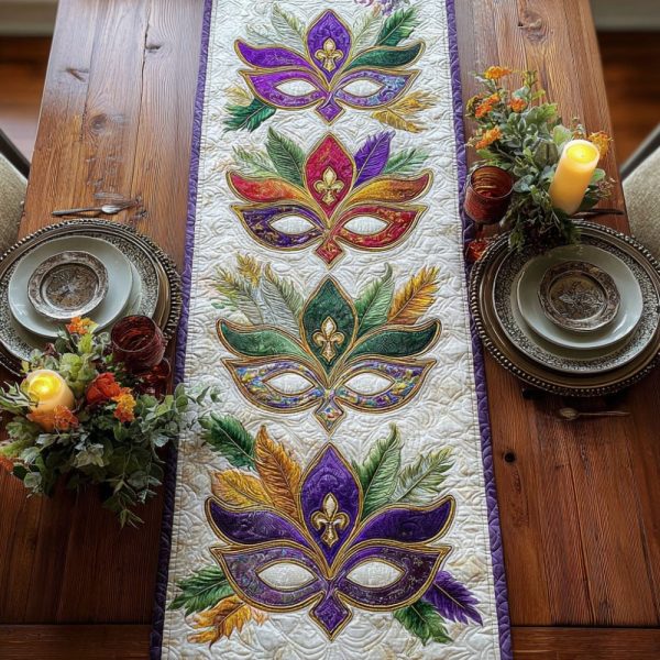Golden Masque Quilted Table Runner