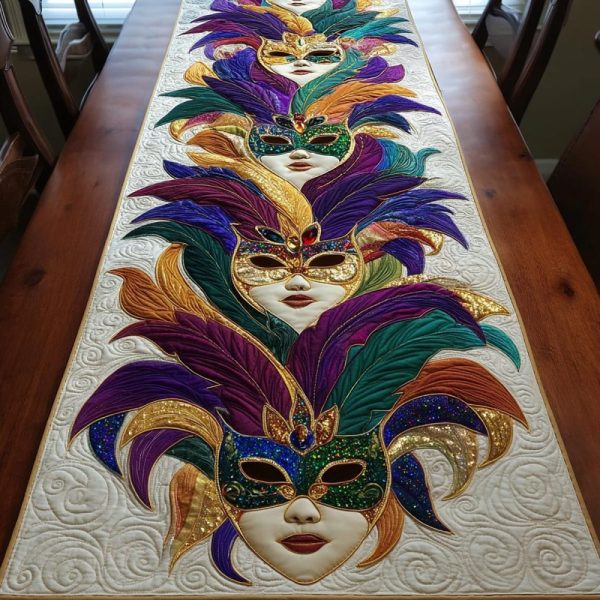 Golden Masquerade Quilted Table Runner