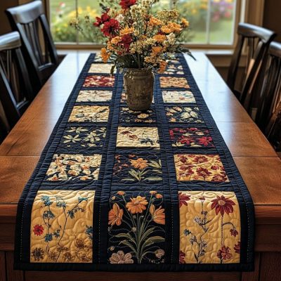 Golden Petals Quilted Table Runner