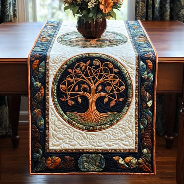 Golden Roots Quilted Table Runner