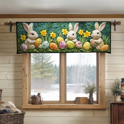 Green Easter Garden Quilted Valance