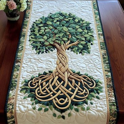 Green Harmony Quilted Table Runner