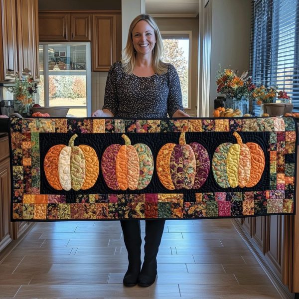 Pumpkin Quilted Table Runner