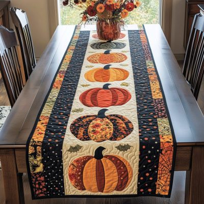 Halloween Pumpkin Quilted Table Runner