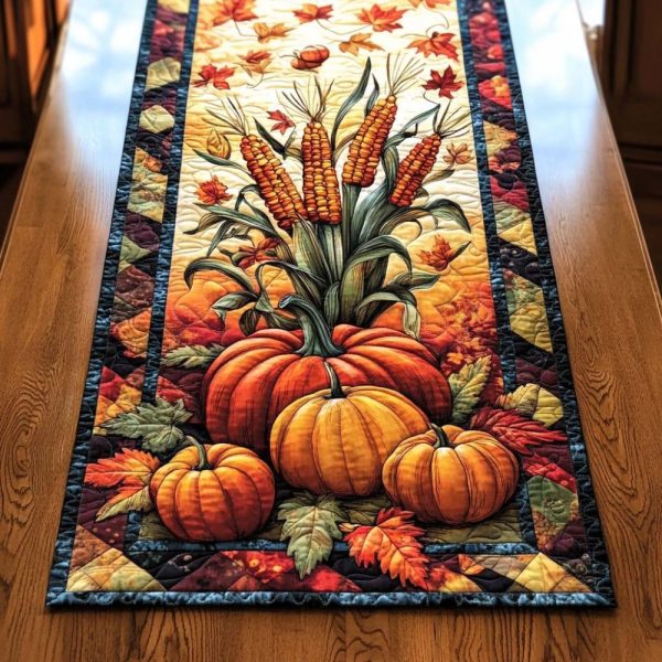 Harvest Pumpkin Delight Quilted Table Runner