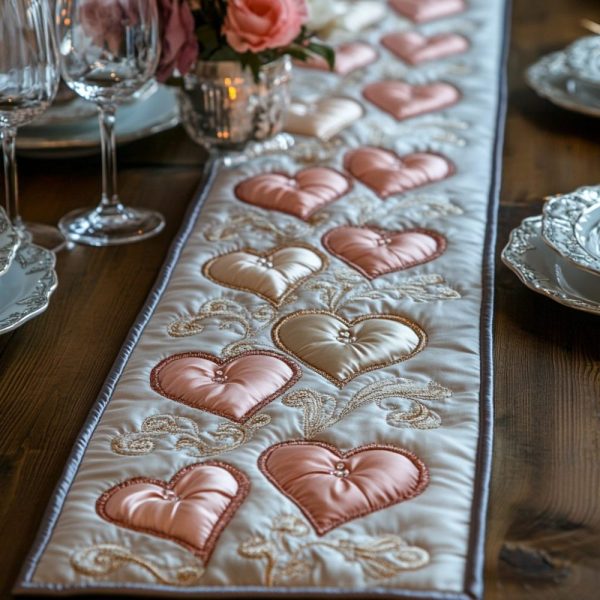 Hearts Quilted Table Runner