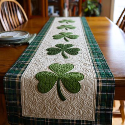 Heirloom Irish Clover Quilted Table Runner