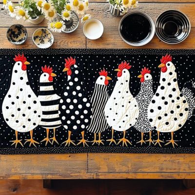 Hen House Harmony Quilted Table Runner