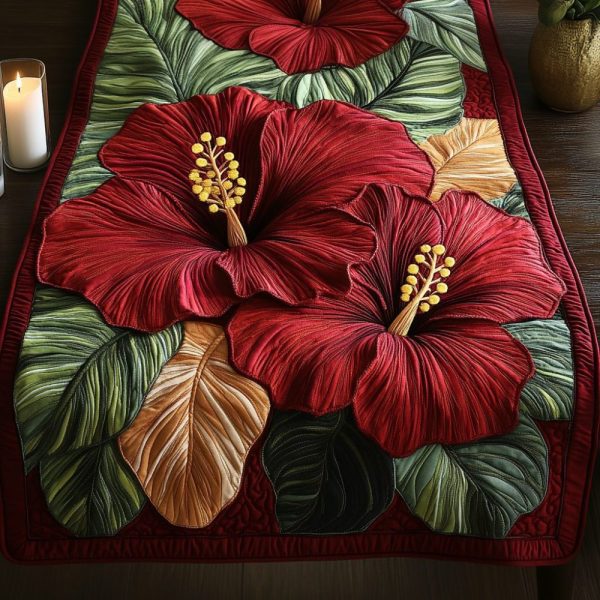 Hibiscus Bloom Quilted Table Runner