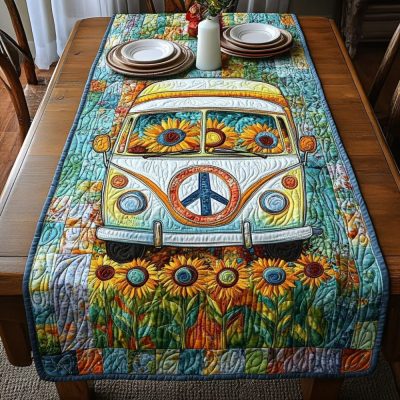 Hippie Sunflower Journey Quilted Table Runner
