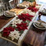 Holiday Poinsettia Drape Quilted Table Runner