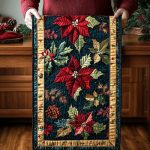 Holiday Poinsettia Grace Quilted Table Runner