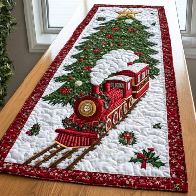 Holiday Train Quilted Table Runner