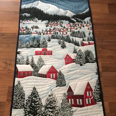 Holy Christmas Village Quilted Table Runner