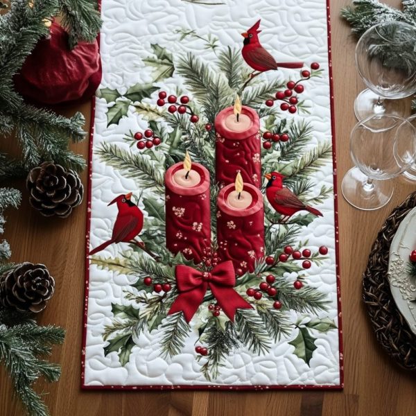 Holly Berry Delight Quilted Table Runner