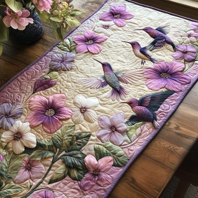 Hummingbird Garden Quilted Table Runner