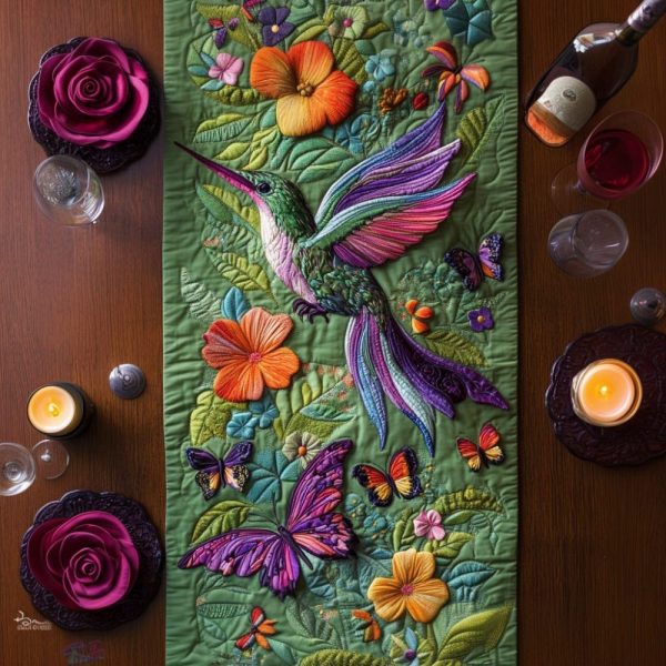 Hummingbird Haven Quilted Table Runner